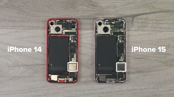 iPhone 15分解動画をiFixitが公開。48MPセンサは15 Pro Maxより約22%小サイズ