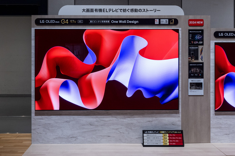 LG 4Kテレビ2024年モデルはAI強化、ゲーミング志向42インチから400万円の壁掛け97インチ有機ELまで