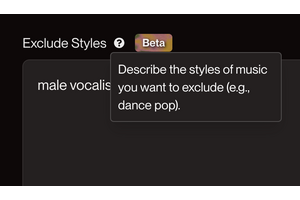 AI作曲のSunoがネガティブプロンプト「Exclude Styles」投入「この楽器や歌声いらない」ができて超便利（CloseBox） 画像