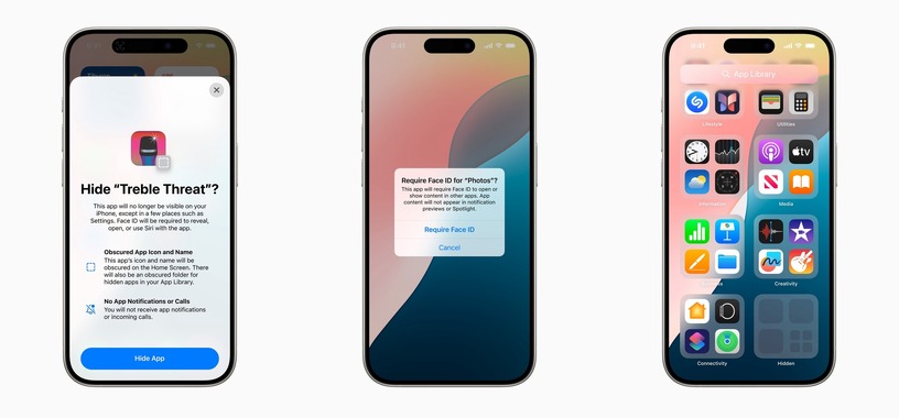 iPhoneがアプリを隠す・個別ロックに(ようやく)対応。通知や検索でも非表示、iOS 18のプライバシー強化新機能 画像