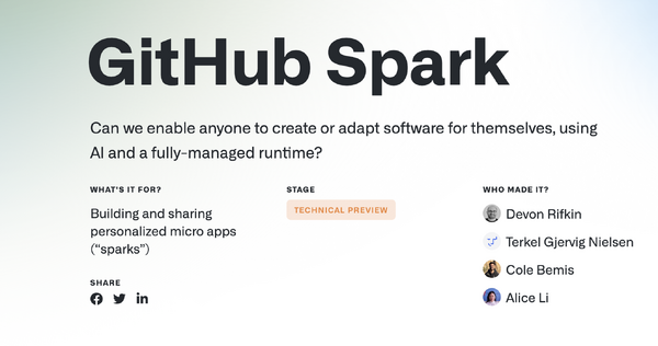 GitHub、プロンプトだけでアプリ生成できる「GitHub Spark」テクニカルプレビュー公開。スマホにも対応 画像