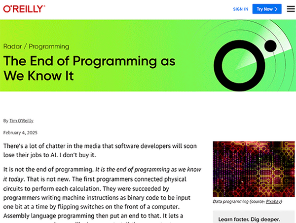 生成AIのせいでプログラマーの仕事はなくなる？ 「需要はむしろ増える」とティム・オライリー氏 画像