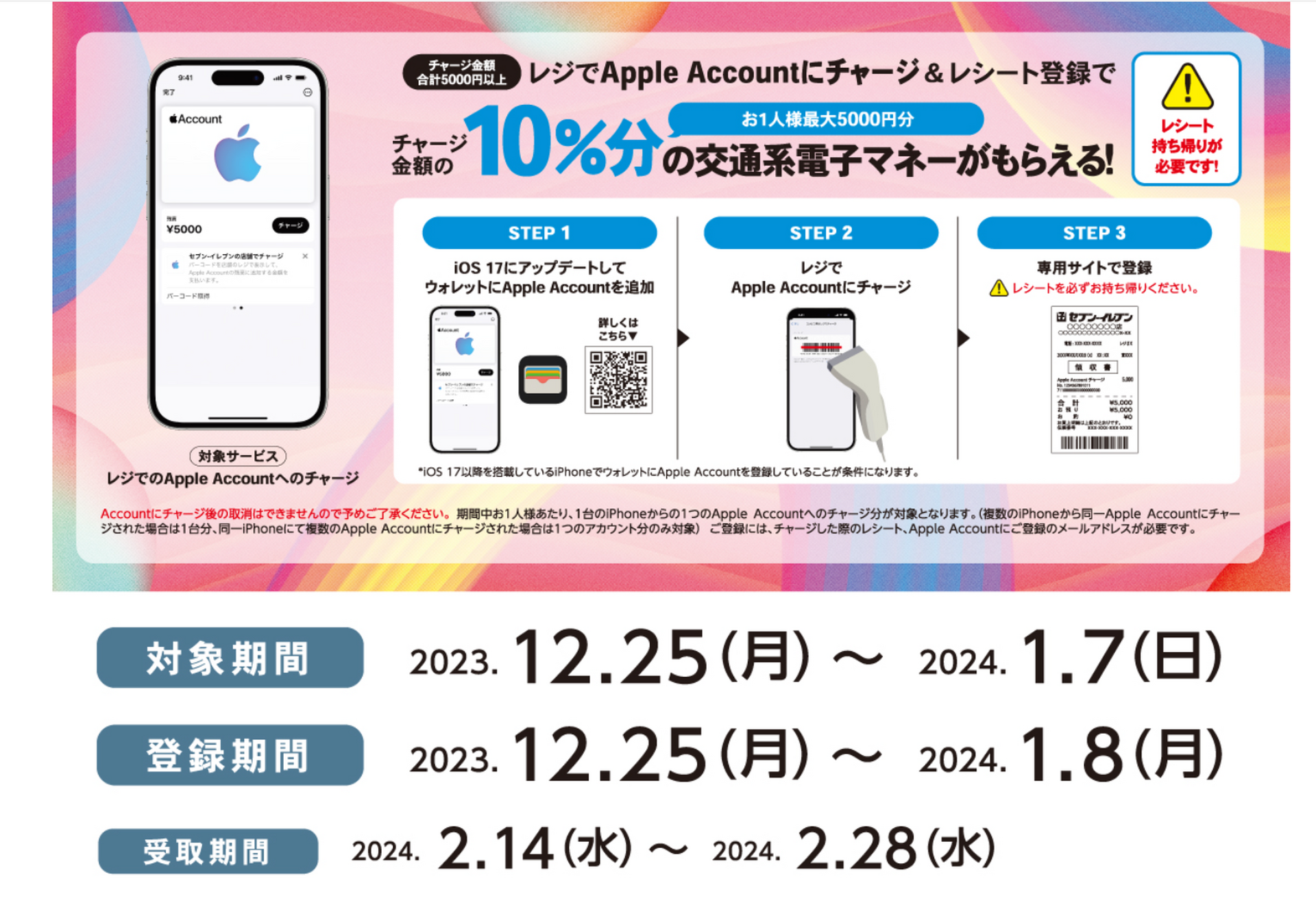 セブン-イレブンでAppleアカウントの直接チャージ10％還元、Google