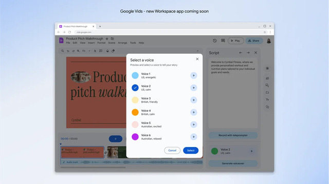 Google、AI動画制作ツール『Google Vids』発表。原稿・絵コンテ・動画編集とAIナレーションまでワンストップの新しいWorkspaceアプリ