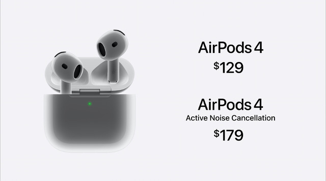 AirPods 4発表。ノイズキャンセル追加の2モデル構成、ケースは最小・ワイヤレス充電対応