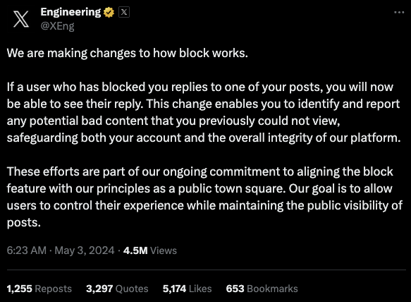 X / Twitter、ブロックしても相手は投稿が読めるよう仕様変更。イーロン・マスク氏がブロック廃止を進める理由