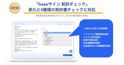 「freeeサイン 契約チェック」、新たに5種類の契約書チェックが可能に